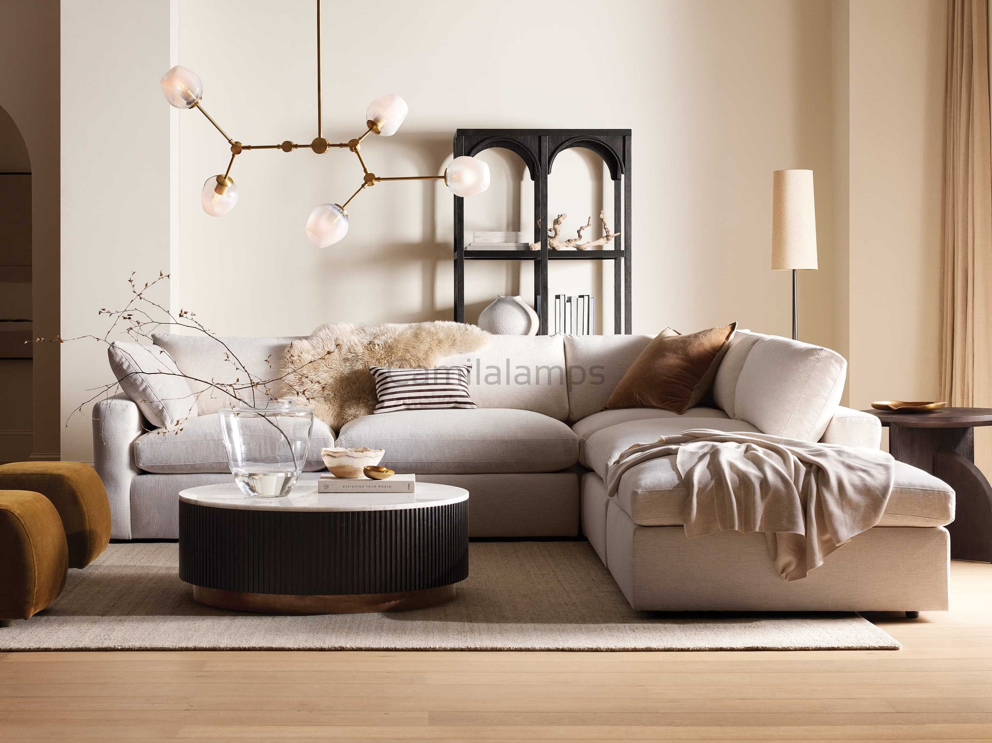 Aurelia Brass Linear Chandelier 52'' - Camilalamps - CAM1684