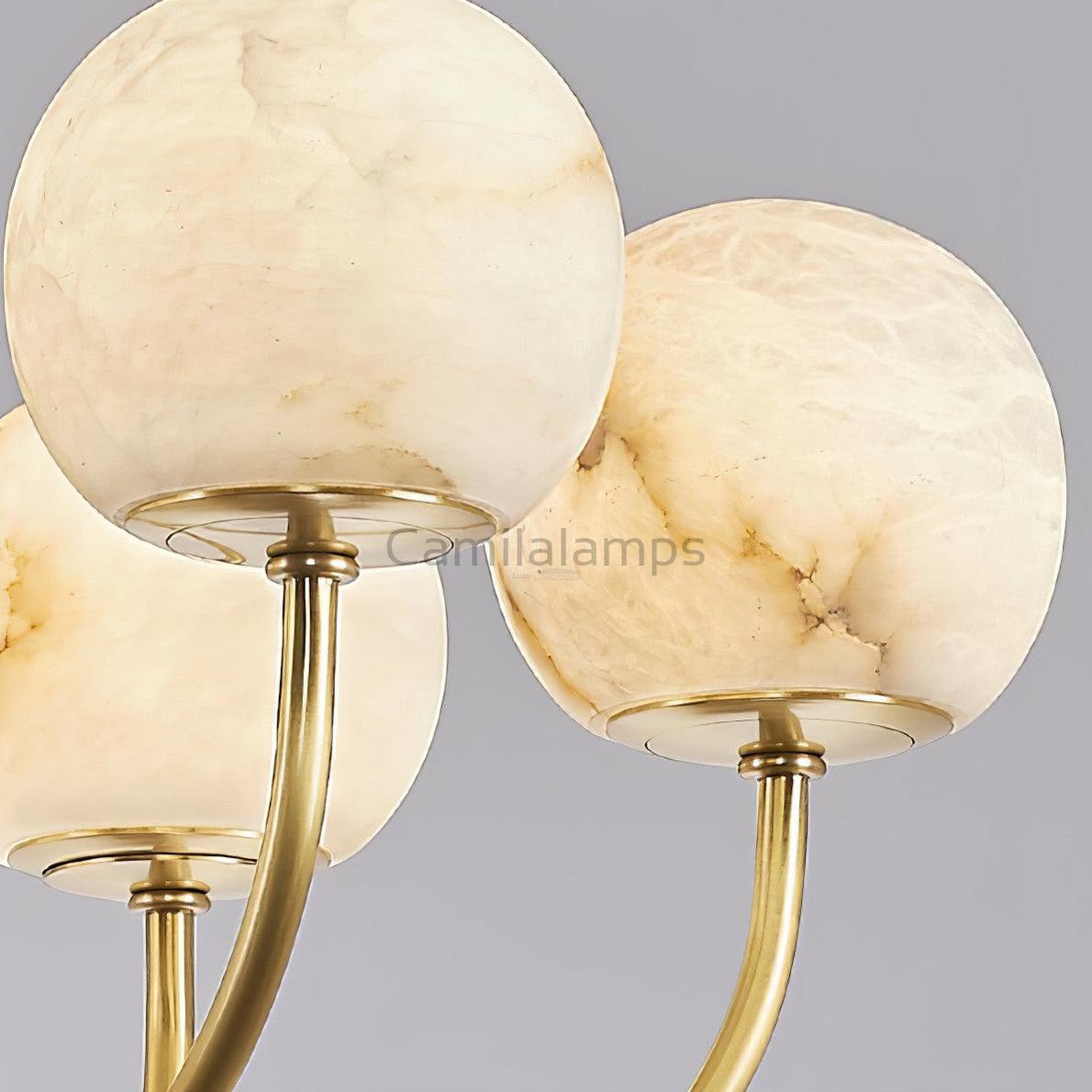 Aurelian Alabaster Globe Chandelier with 6/8/10/12 heads - Camilalamps - Aurel - 1760 - 6 Hea - Brass - 1