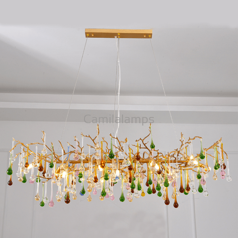 Avis Colorful Crystal Linear Branch Chandelier For Living Room - Camilalamps - ILM0563