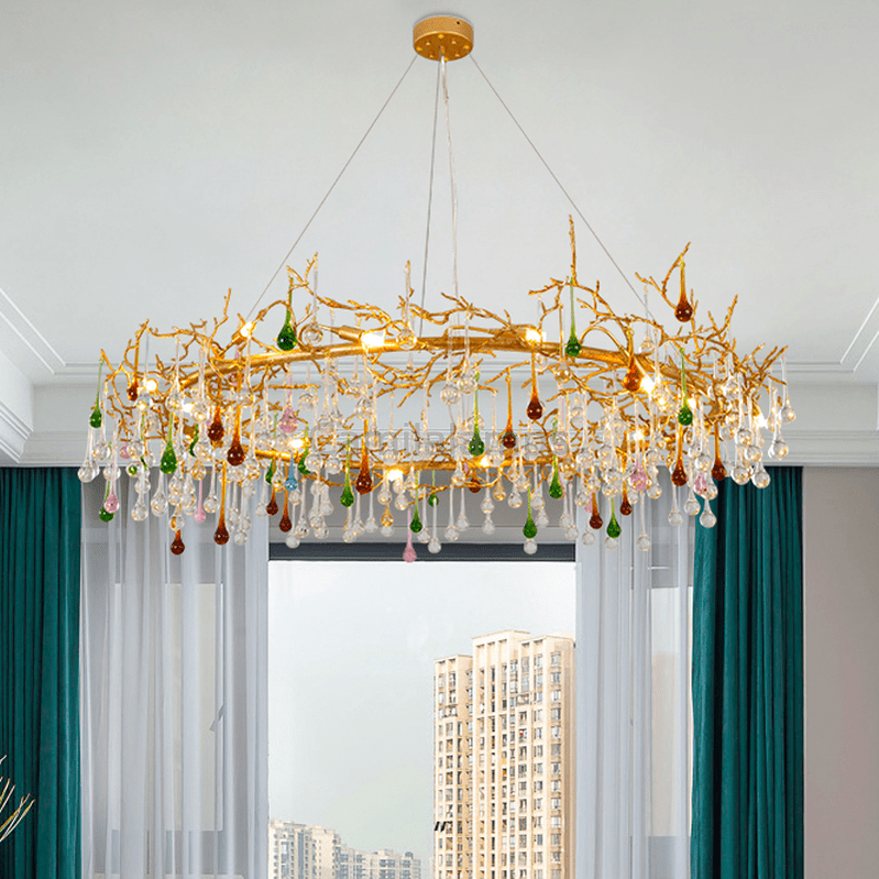 Avis Colorful Crystal Raindrop Branch Chandelier - Camilalamps - ILM0556