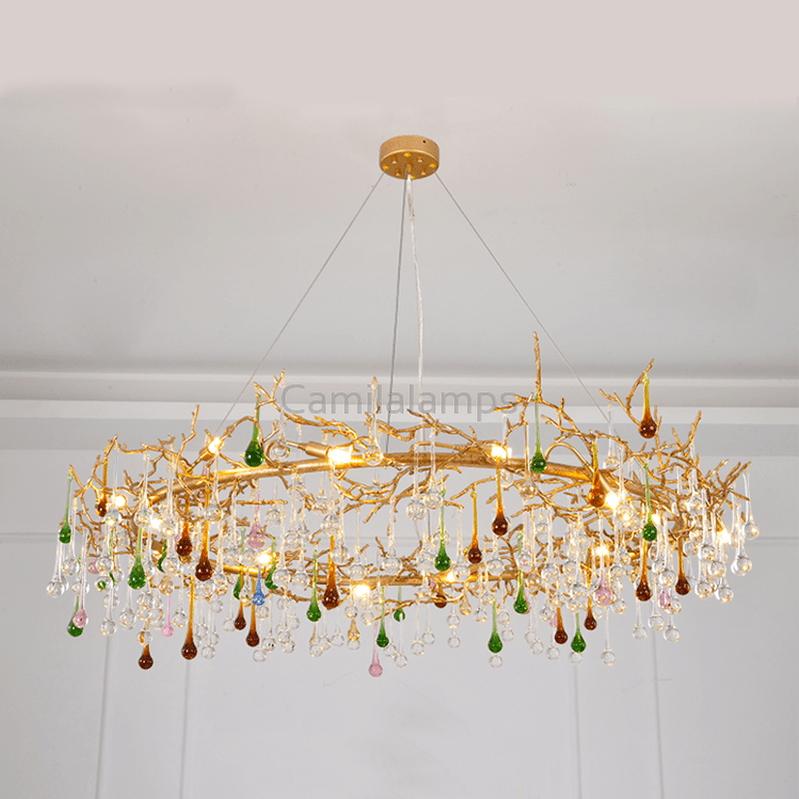 Avis Colorful Crystal Raindrop Branch Chandelier - Camilalamps - ILC0558