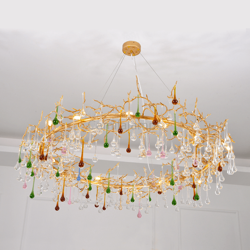 Avis Colorful Crystal Raindrop Branch Chandelier - Camilalamps - ILC0558