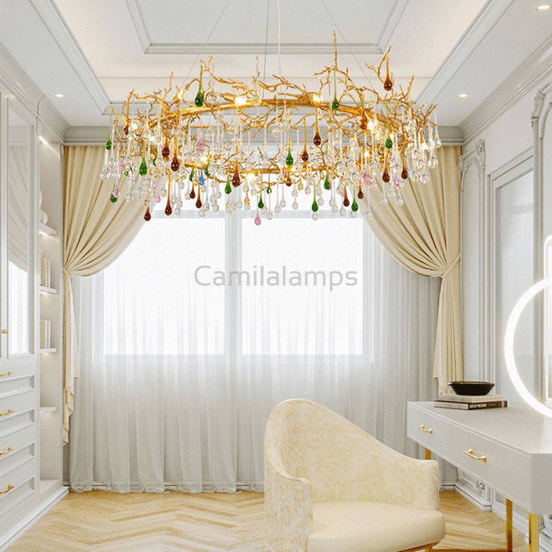 Avis Colorful Crystal Raindrop Branch Chandelier - Camilalamps - ILC0557