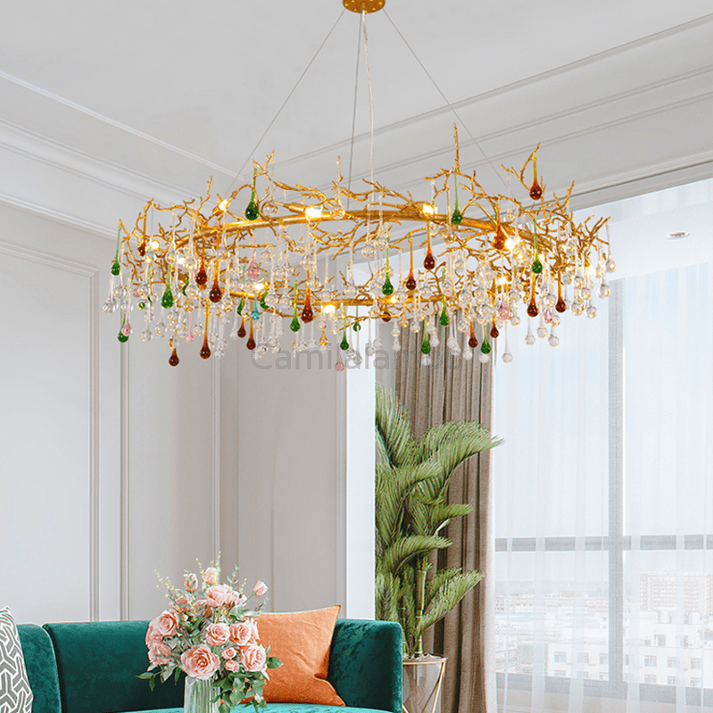 Avis Colorful Crystal Raindrop Branch Chandelier - Camilalamps - ILC0557