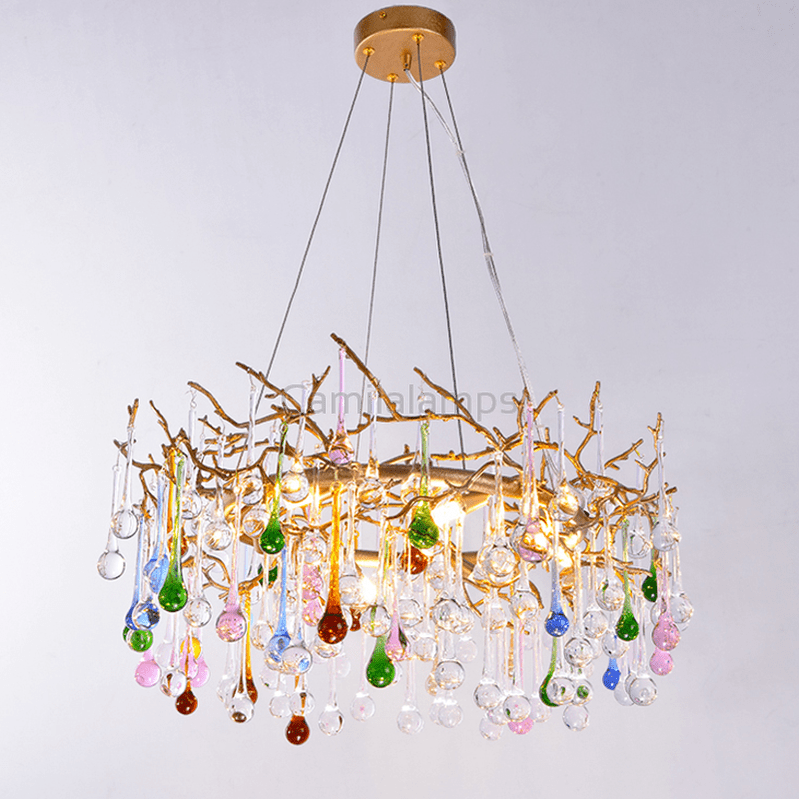 Avis Colorful Crystal Raindrop Branch Chandelier - Camilalamps - ILC0556