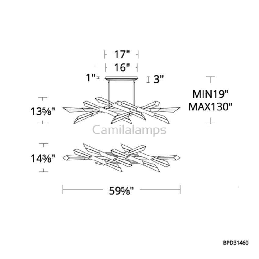 Axel Linear Chandelier 60" - Camilalamps - CA - TLC83 - 052