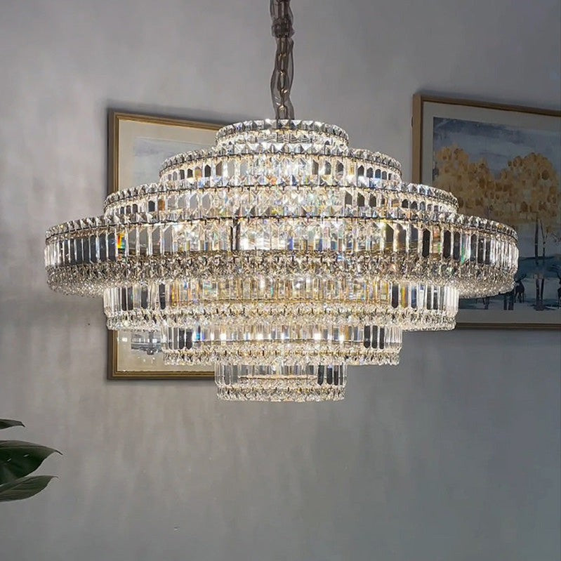 Luxury Cake Shape Living Room Crystal Chandelier