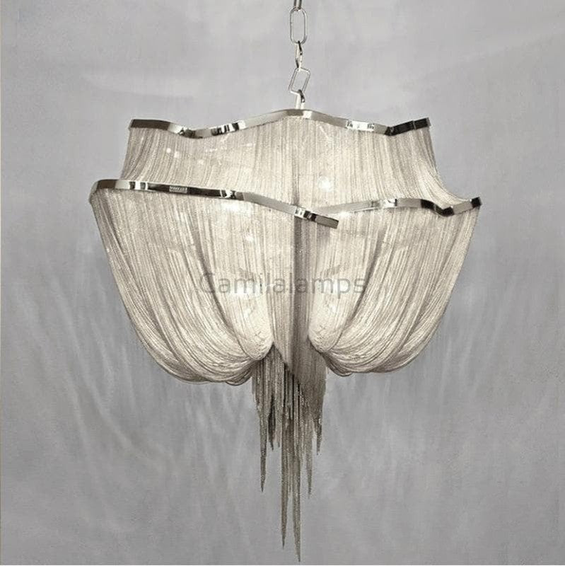 Alisa Luxury Double-Layer Aluminum Chain Tassel Chandelier - thebelacan