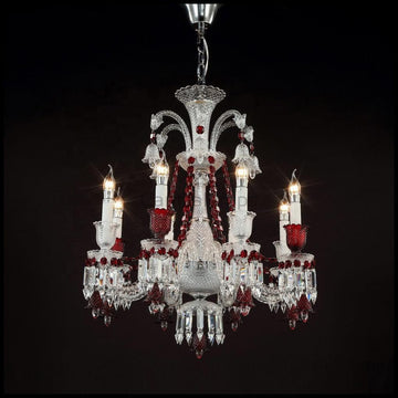 Bakala Red K9 Crystal Classic Chandelier 8 Lights For Living Room - Camilalamps - CA - 0046