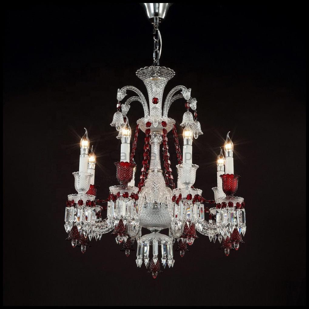 Bakala Red K9 Crystal Classic Chandelier 8 Lights For Living Room - Camilalamps - Ca-10046