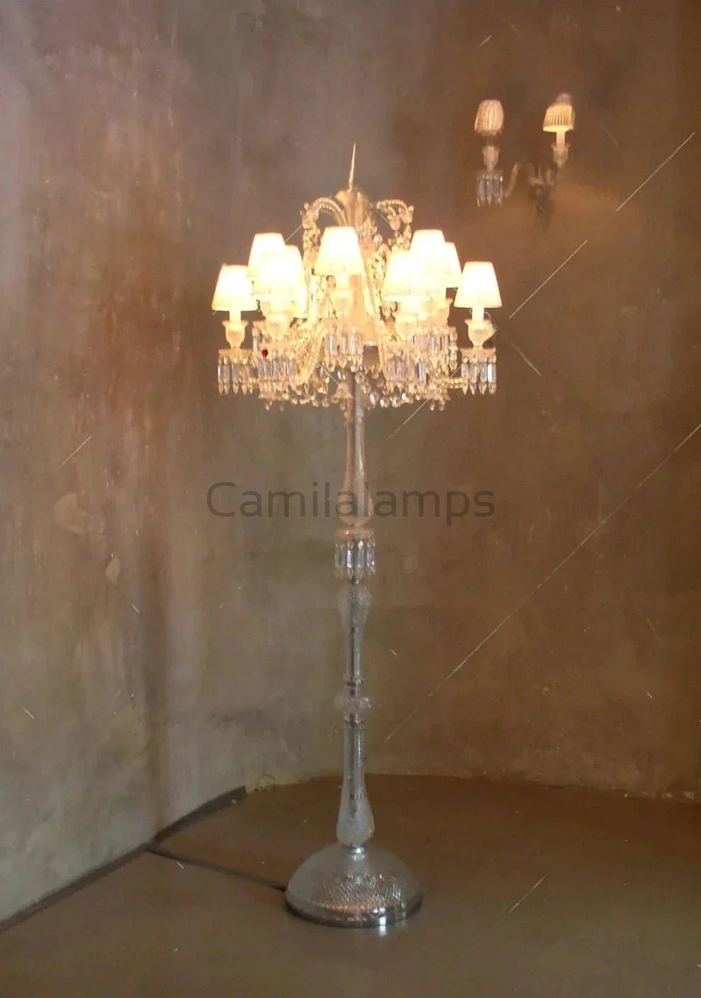 Bakala Zénith Crystal Candelabra With Fabric Shade - Camilalamps - CA - BZC - 366 - 001