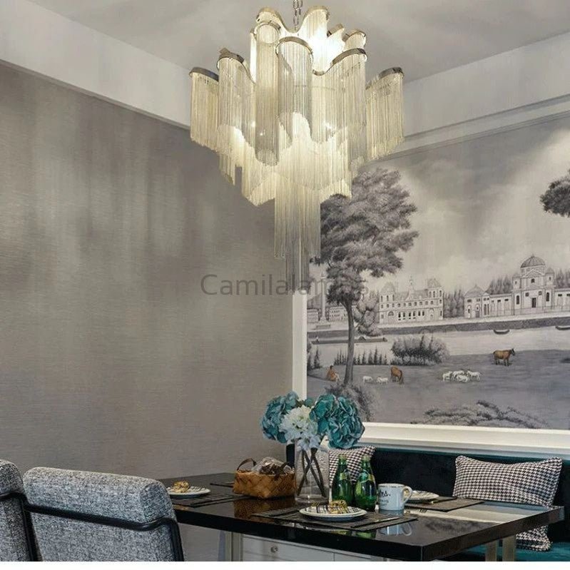 Baucis Aluminum Chain Tassel Chandelier - Camilalamps - OL-1aluCinuC-1337