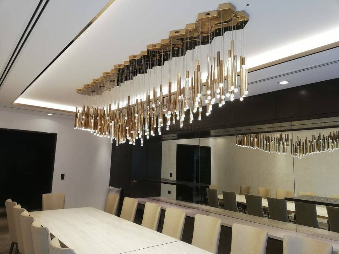 Bellini Rectangular Tri - Tone Tubular Pendant Light Chandelier - Camilalamps - BL32-11