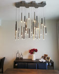 Bellini Rectangular Tri - Tone Tubular Pendant Light Chandelier - Camilalamps - BL32-11