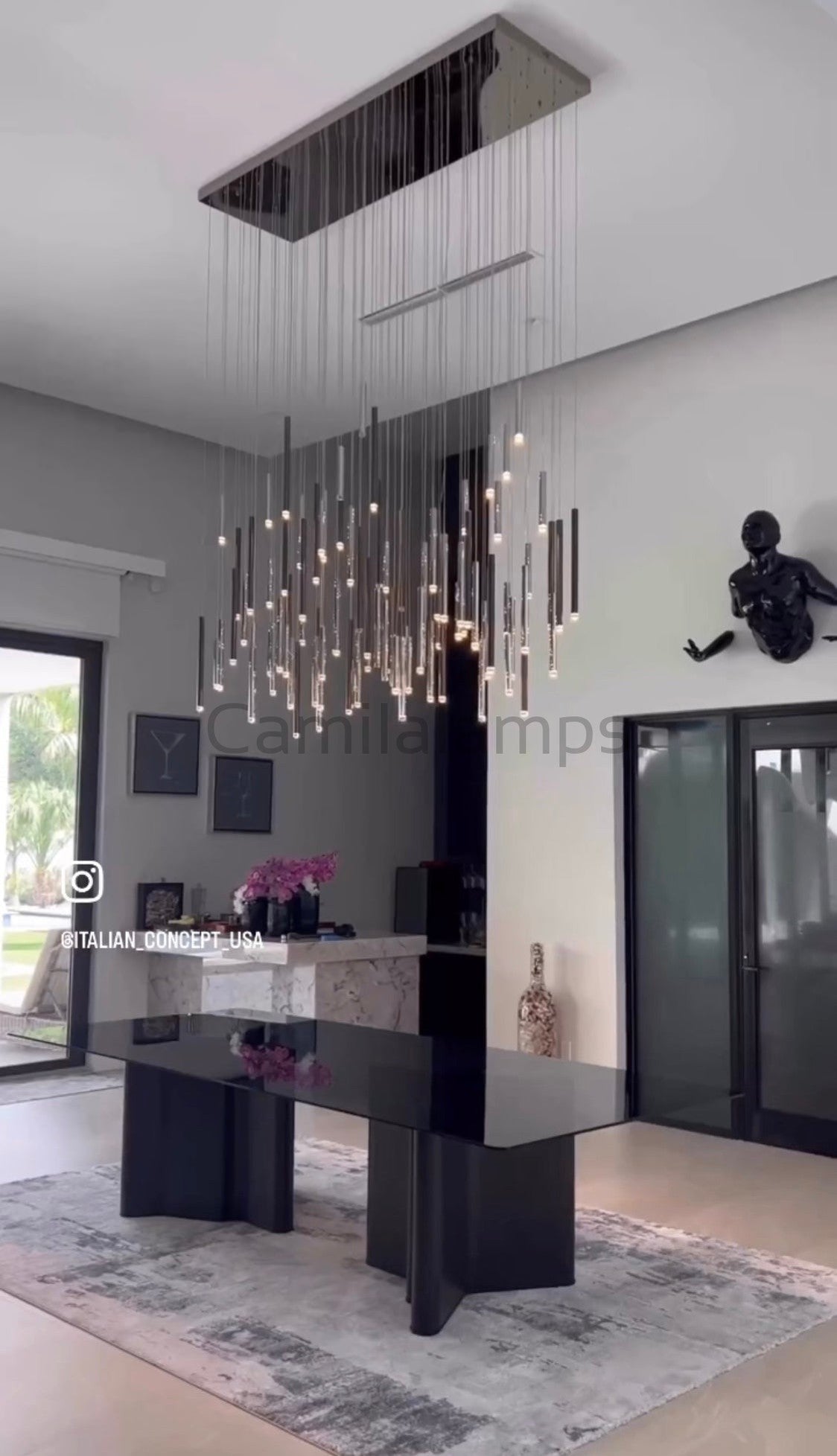 Bellini Rectangular Tubular Pendant Light Chandelier - Camilalamps - STPL3222 - RC - 28