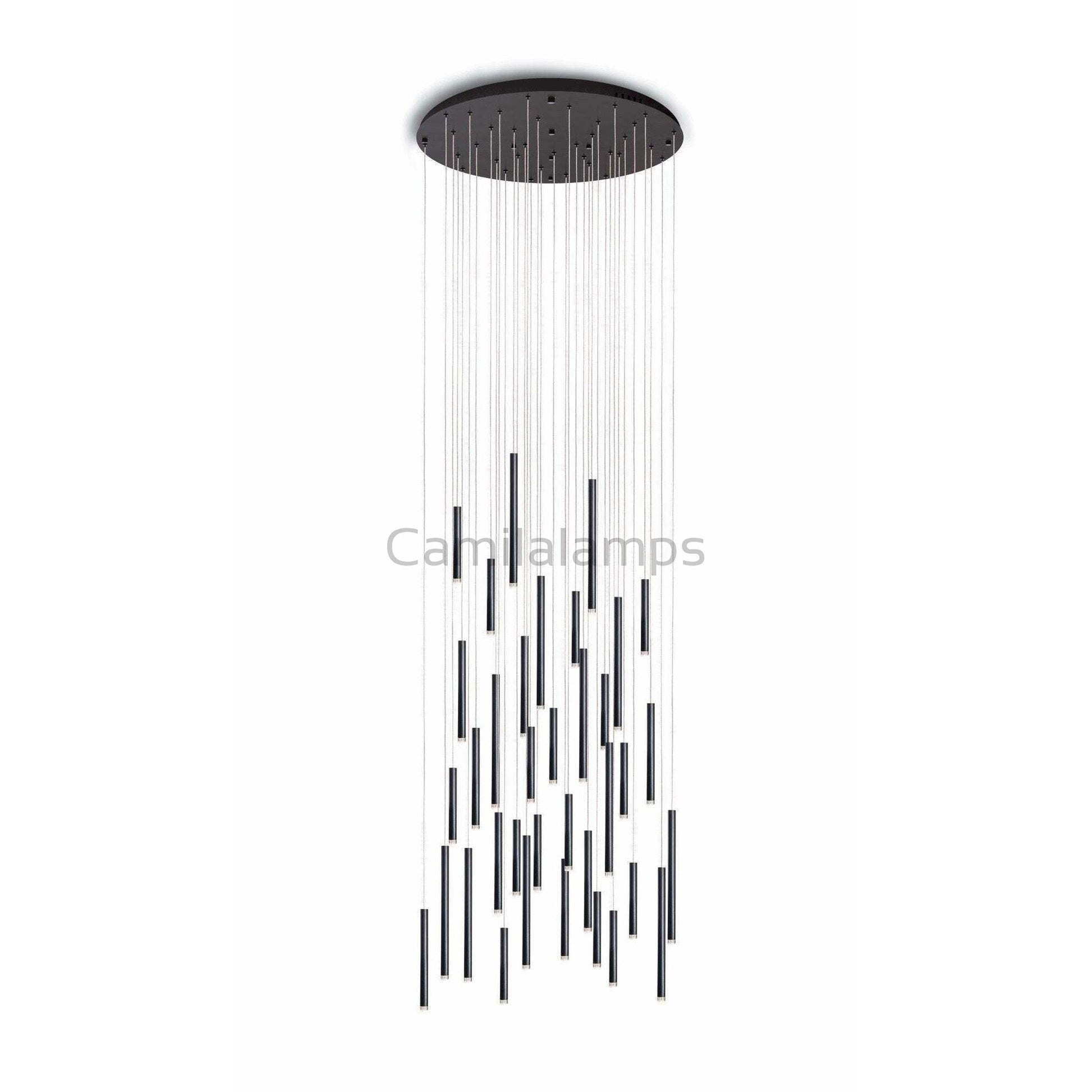 Bellini Round Metal Tubular Pendant Light Chandelier - Camilalamps - STPL14 - RD - 12