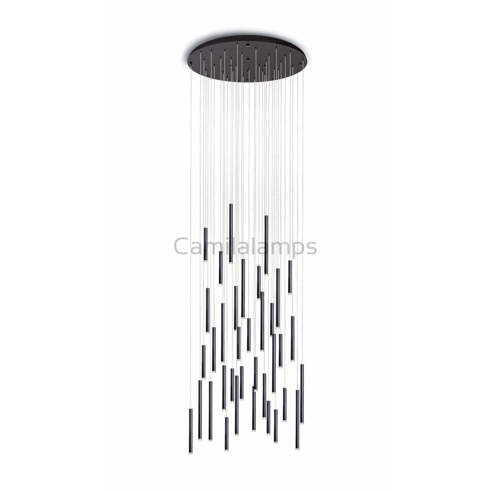 Bellini Round Metal Tubular Pendant Light Chandelier - Camilalamps - STPL14-1RD-112