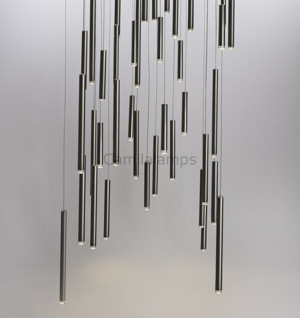 Bellini Square Tri - Tone Tubular Pendant Light Chandelier - Camilalamps - STPL4445 - SQ - 16 - 1