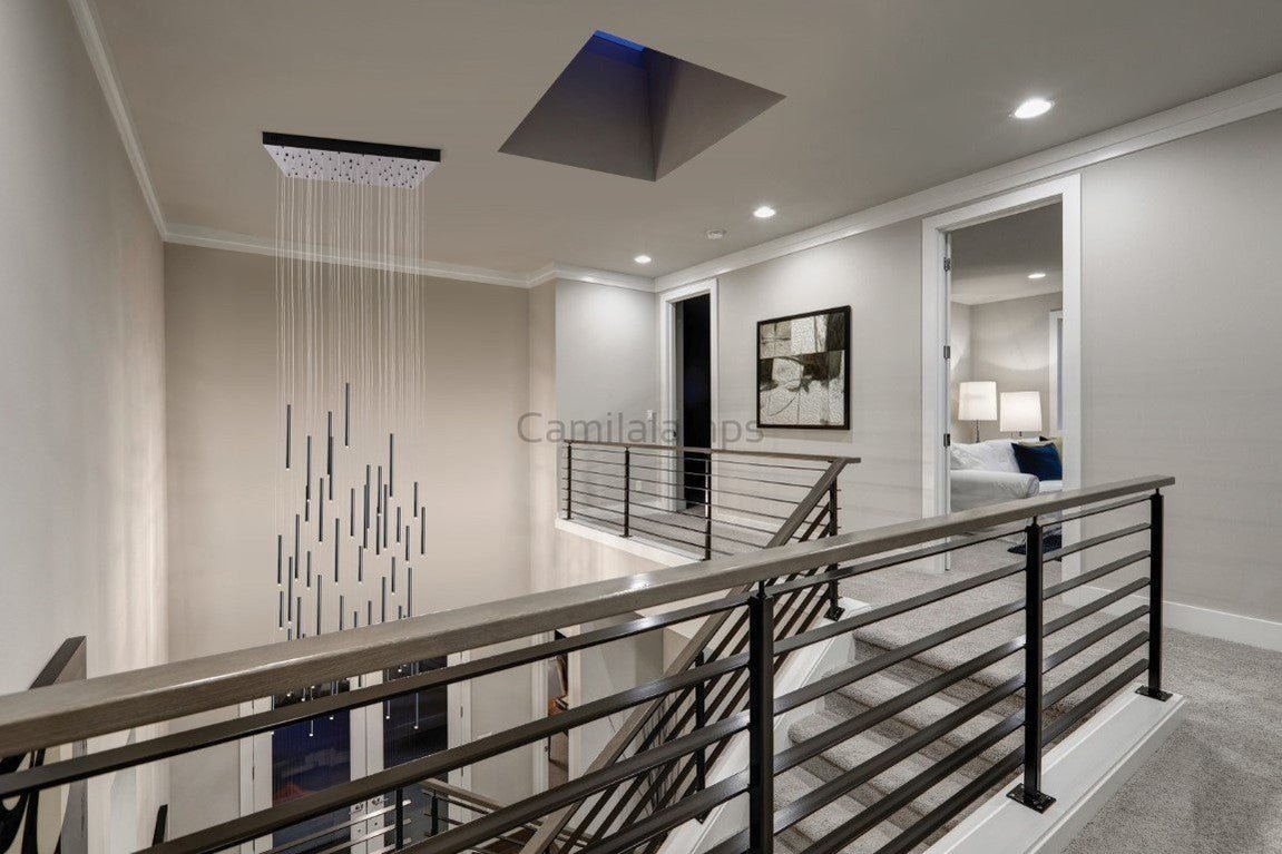 Bellini Square Tri - Tone Tubular Pendant Light Chandelier - Camilalamps - STPL4445 - SQ - 16 - 1