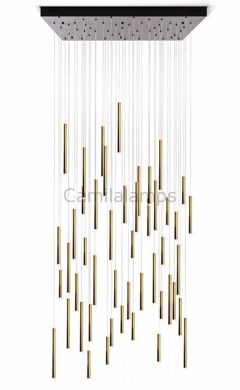 Bellini Square Tri - Tone Tubular Pendant Light Chandelier - Camilalamps - STPL4445 - SQ - 16 - 1