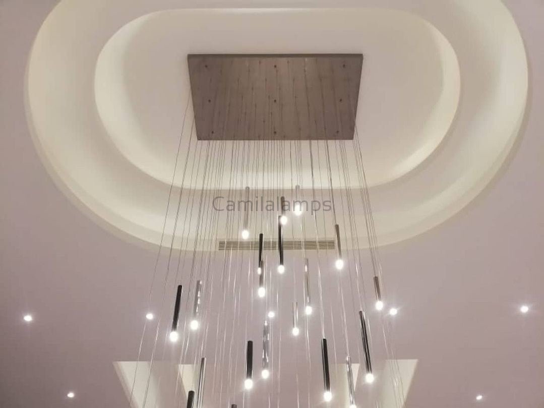 Bellini Square Tri - Tone Tubular Pendant Light Chandelier - Camilalamps - STPL4445 - SQ - 16 - 1