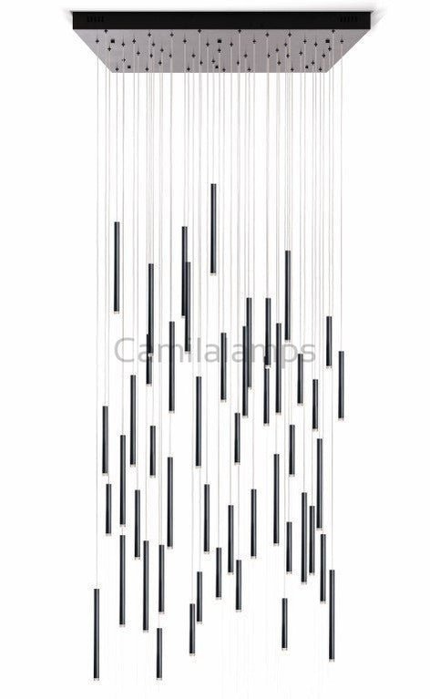 Bellini Square Tri - Tone Tubular Pendant Light Chandelier - Camilalamps - STPL4445-1SQ-116-11