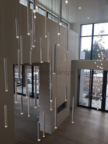 Bellini Square Tri - Tone Tubular Pendant Light Chandelier - Camilalamps - STPL4445-1SQ-116-11