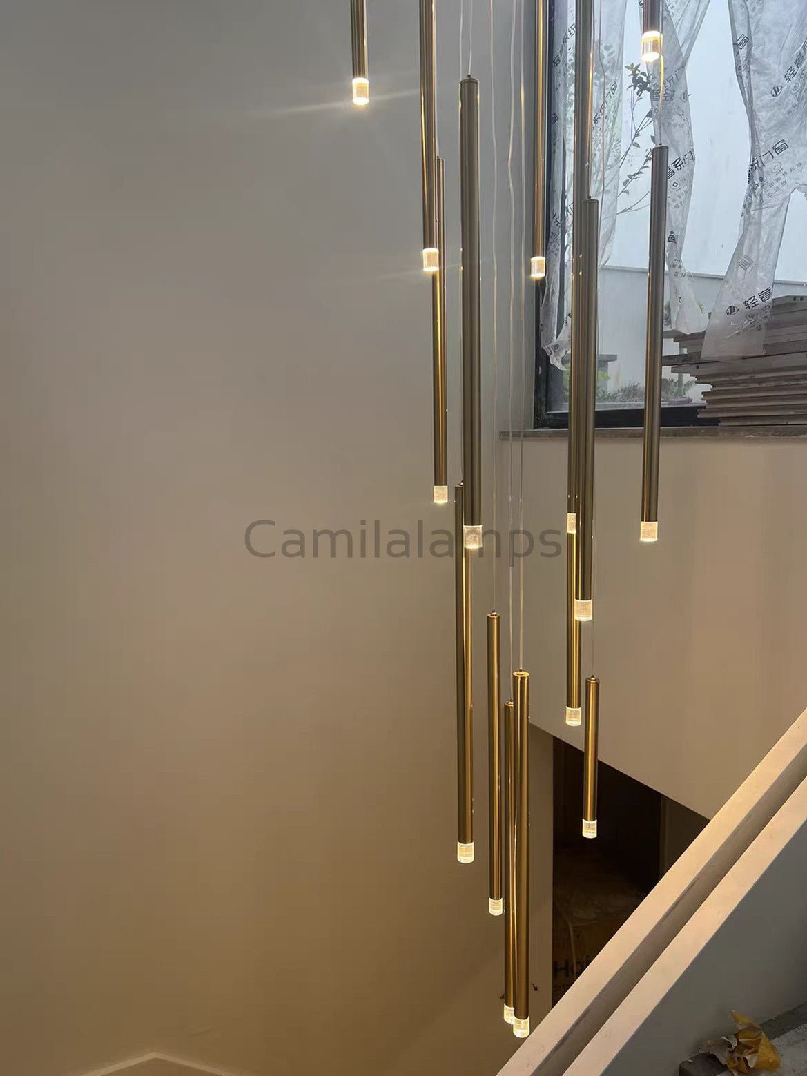 Bellini Square Tubular Pendant Light Chandelier - Camilalamps - BST - S - PG