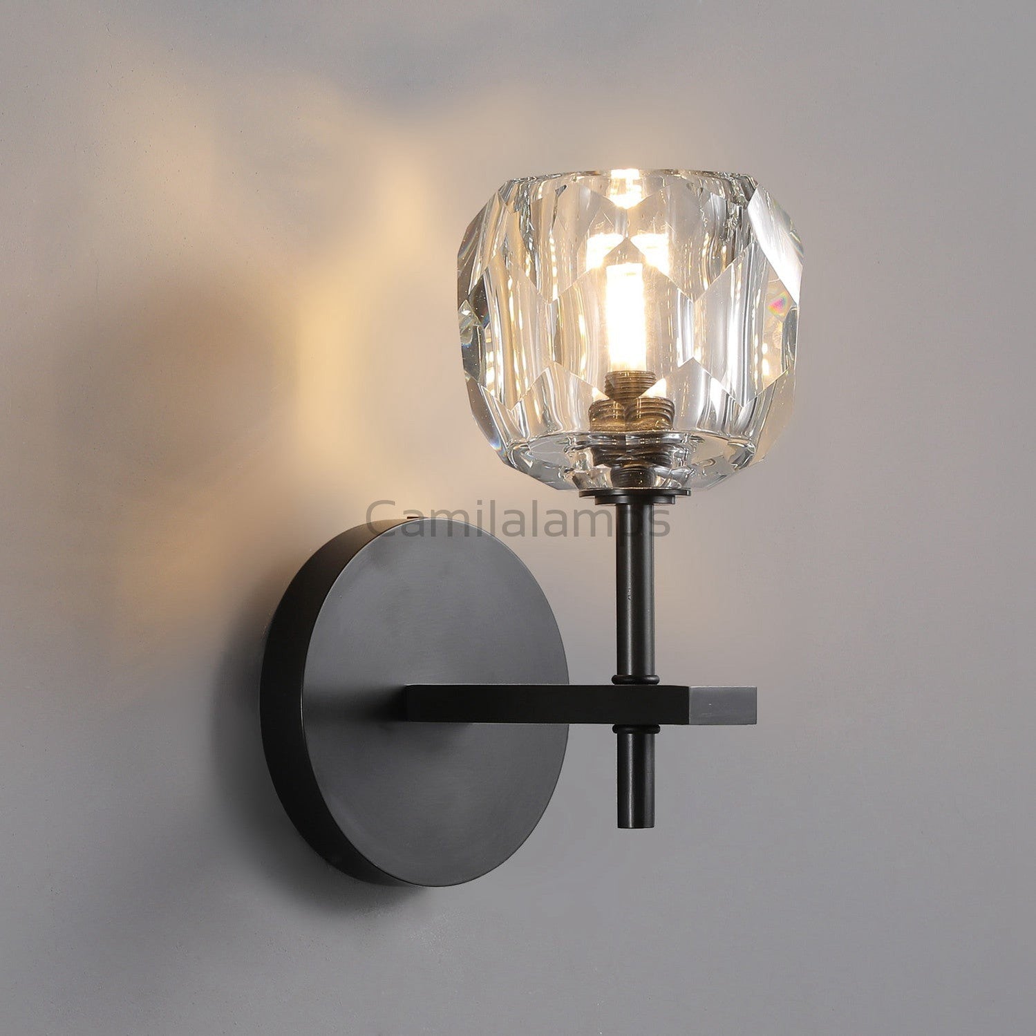 Bille De Clear Crystal Ball Wall Sconce 9"H - Camilalamps - CA - WS109C9 - 2