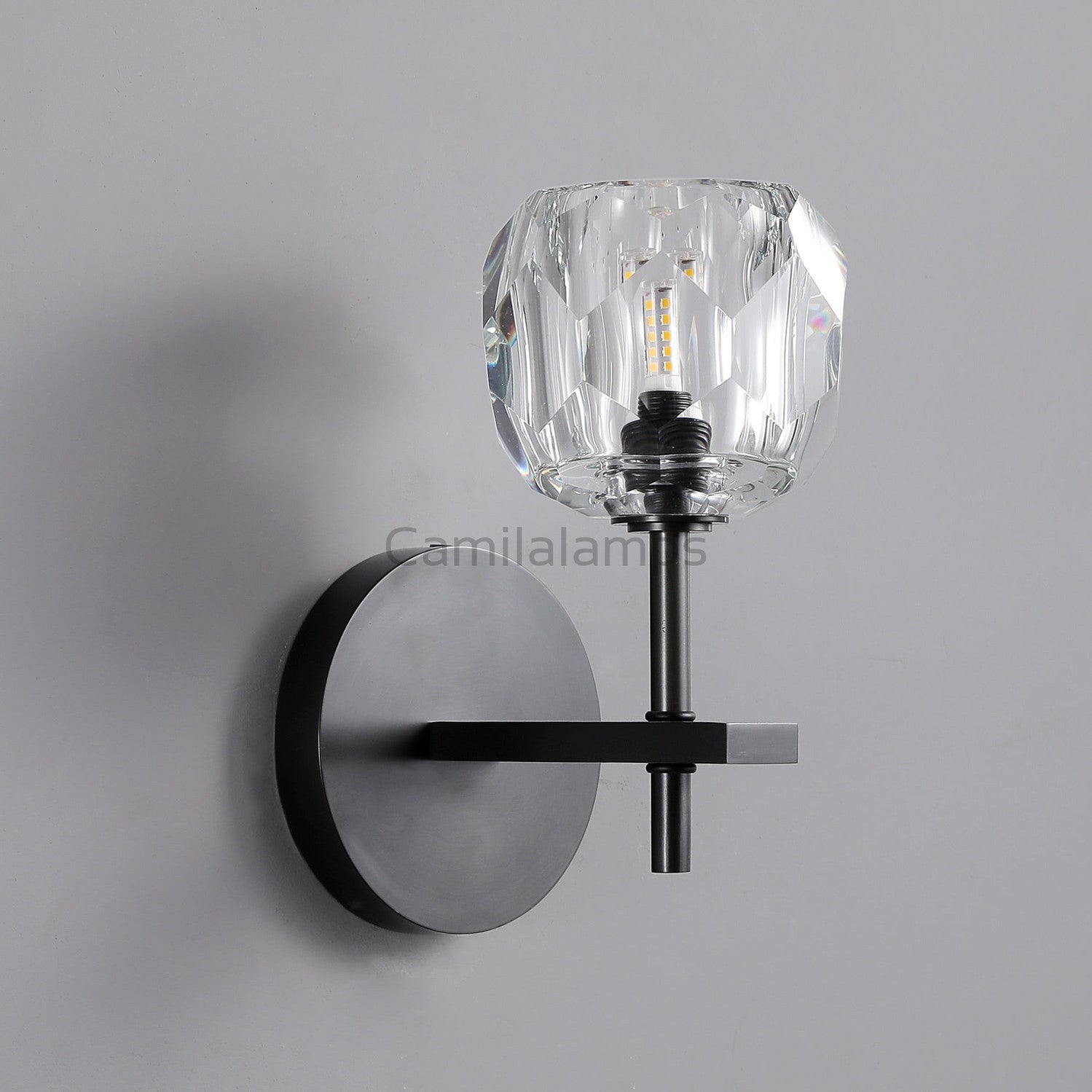 Bille De Clear Crystal Ball Wall Sconce 9"H - Camilalamps - CA - WS109C9 - 1