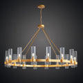 Black Chandelier, 30 Light Wagon Wheel Chandelier with Glass Shade,60 Inch Large Round Industrial High Ceilings Pendant Lighting Fixture for Dining Living Room, Kitchen Island, Foyer - Camilalamps - B0D263FXXF