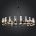 Black Chandelier, 30 Light Wagon Wheel Chandelier with Glass Shade,60 Inch Large Round Industrial High Ceilings Pendant Lighting Fixture for Dining Living Room, Kitchen Island, Foyer - Camilalamps - B0D263KST5
