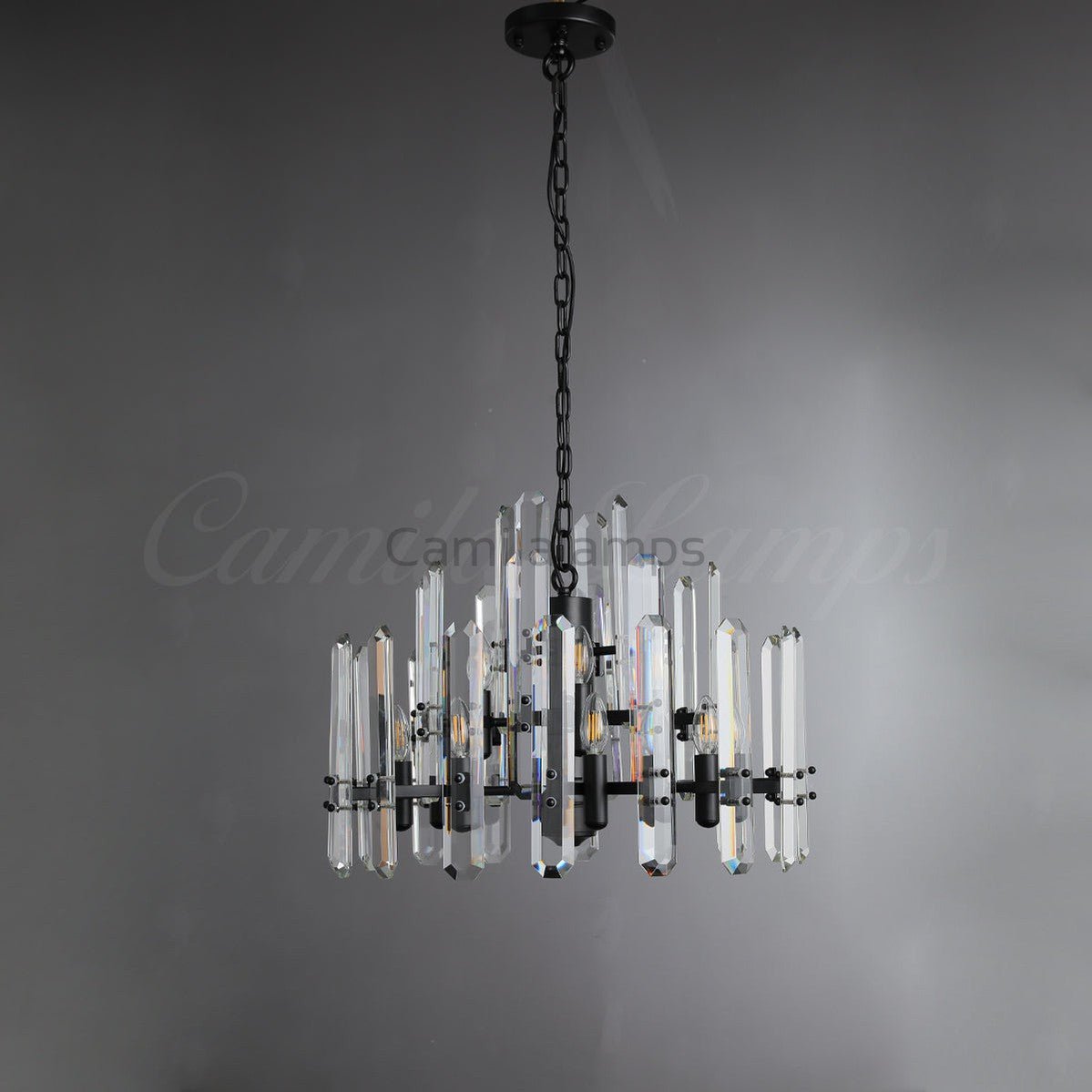 Bonington Prism Crystal Round & Linear Chandelier - Camilalamps - CAM1486