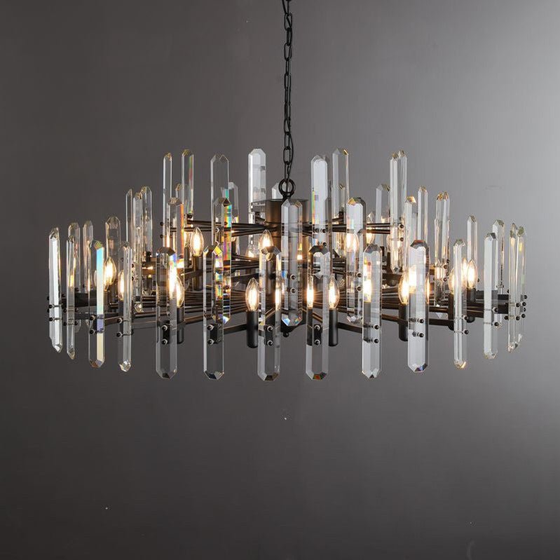 Bonington Prism Crystal Round & Linear Chandelier - Camilalamps - CAM1487