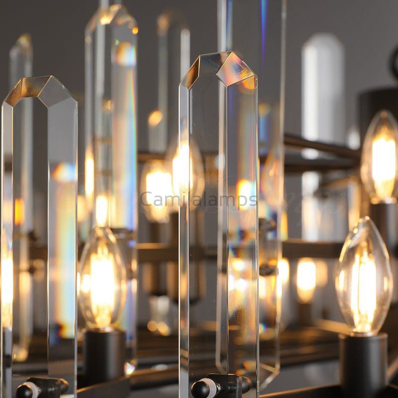 Bonington Prism Crystal Round & Linear Chandelier - Camilalamps - CAM1490