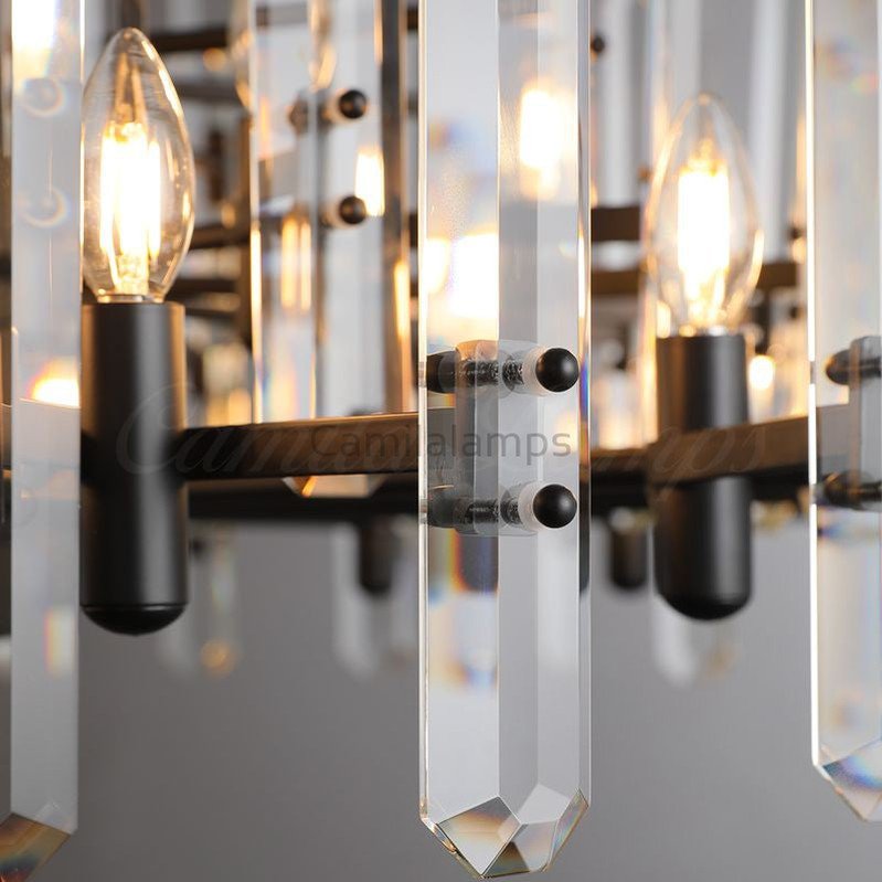 Bonington Prism Crystal Round & Linear Chandelier - Camilalamps - CAM1490