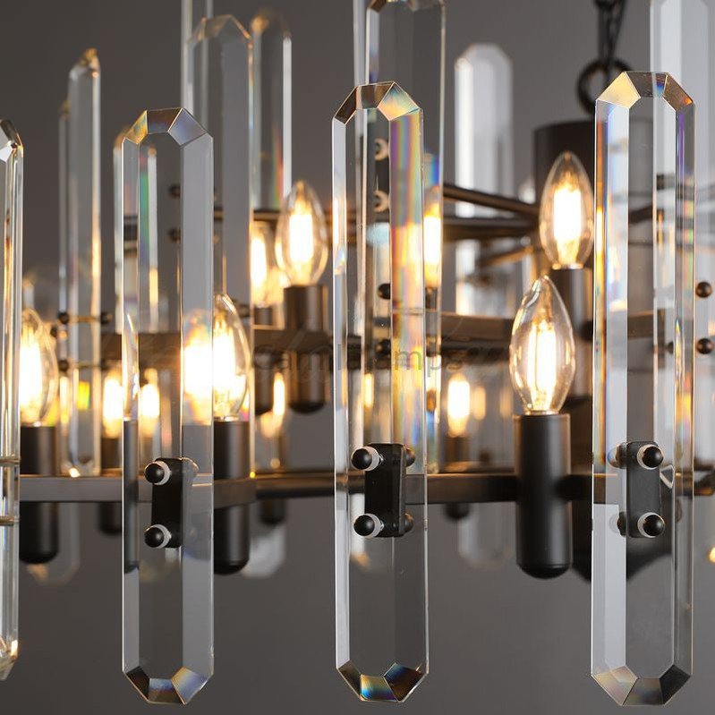 Bonington Prism Crystal Round & Linear Chandelier - Camilalamps - CAM1490