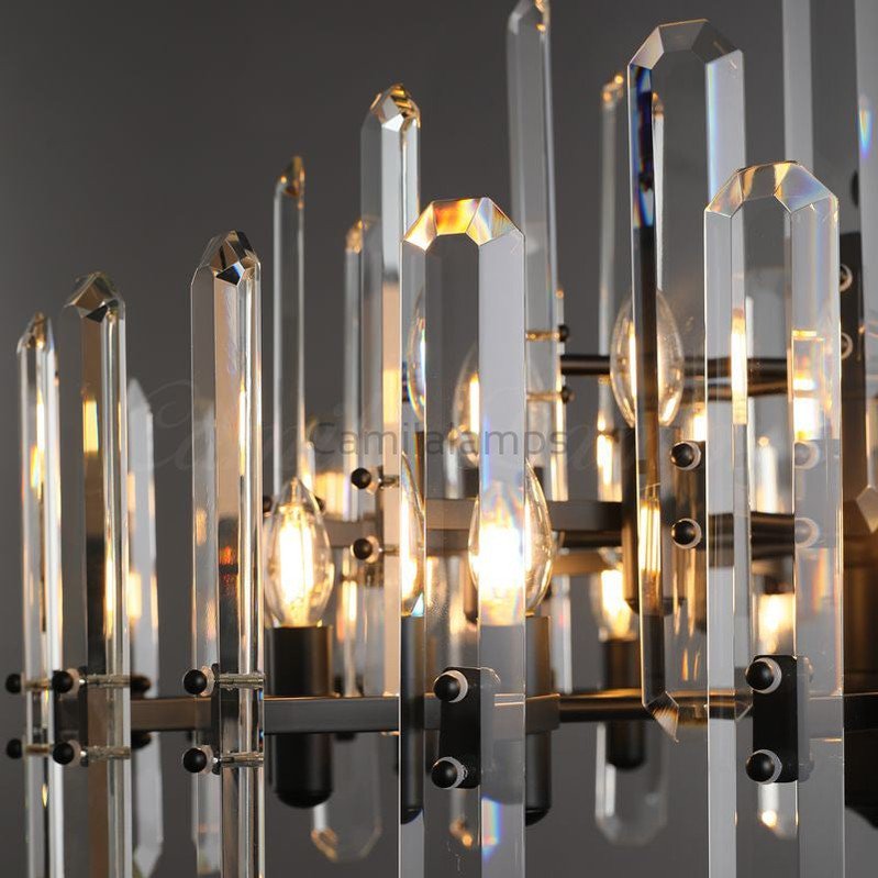 Bonington Prism Crystal Round & Linear Chandelier - Camilalamps - CAM1490
