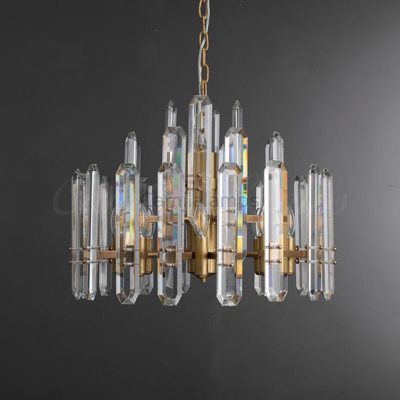Bonington Prism Crystal Round & Linear Chandelier - Camilalamps - CAM1481