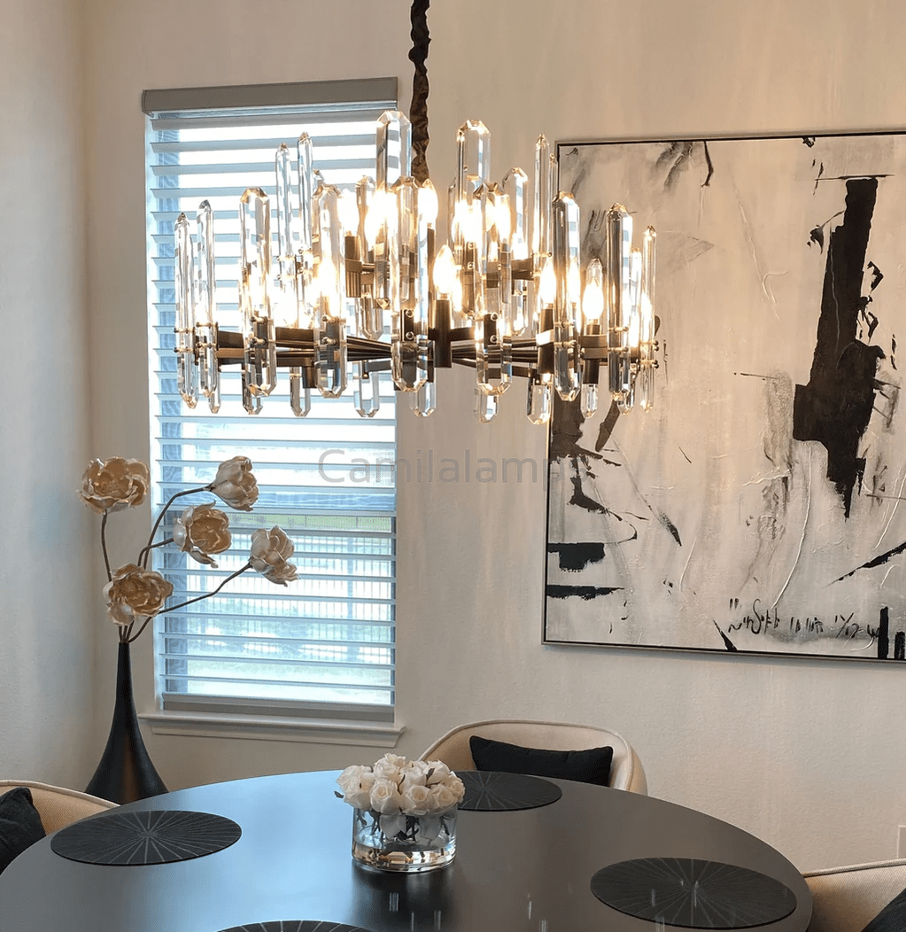 Bonington Prism Crystal Round & Linear Chandelier - Camilalamps - CAM1481