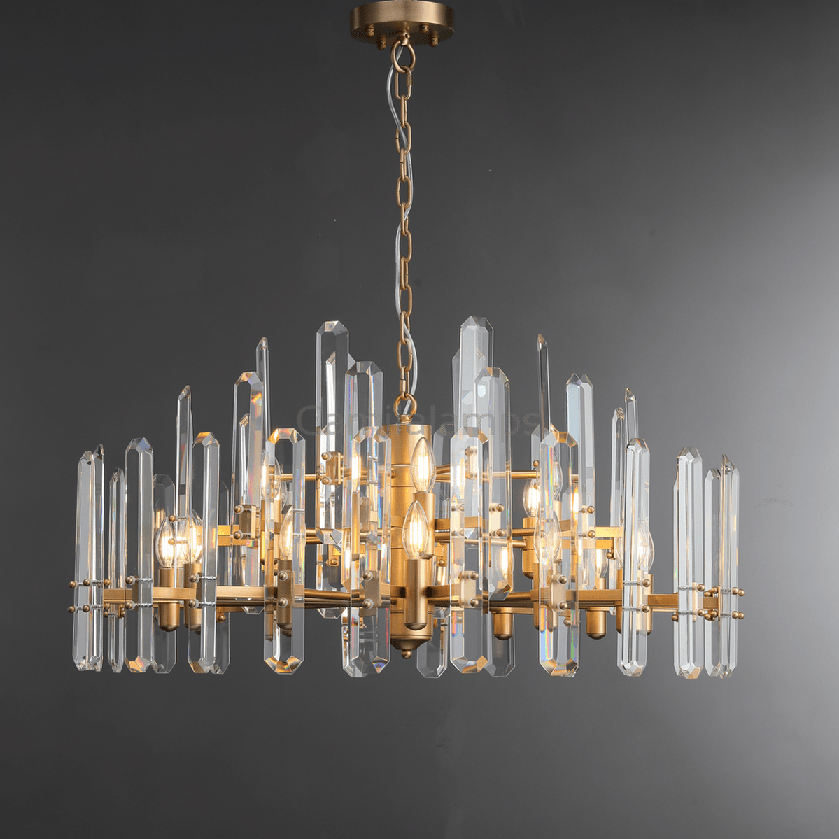 Bonington Prism Crystal Round & Linear Chandelier - Camilalamps - CAM1483