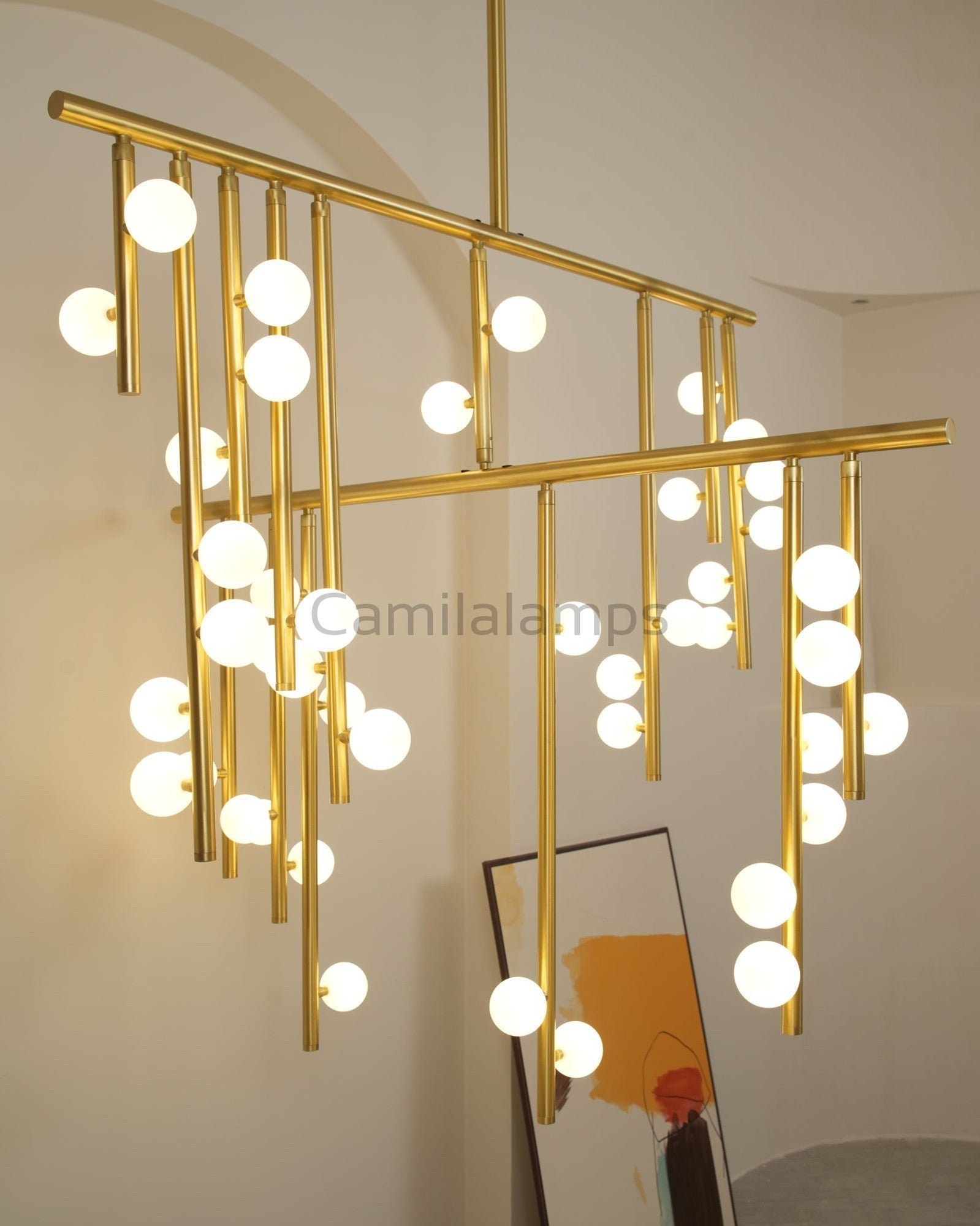 Brass Glass Drop Chandelier - Camilalamps - VKC5-1240410-11