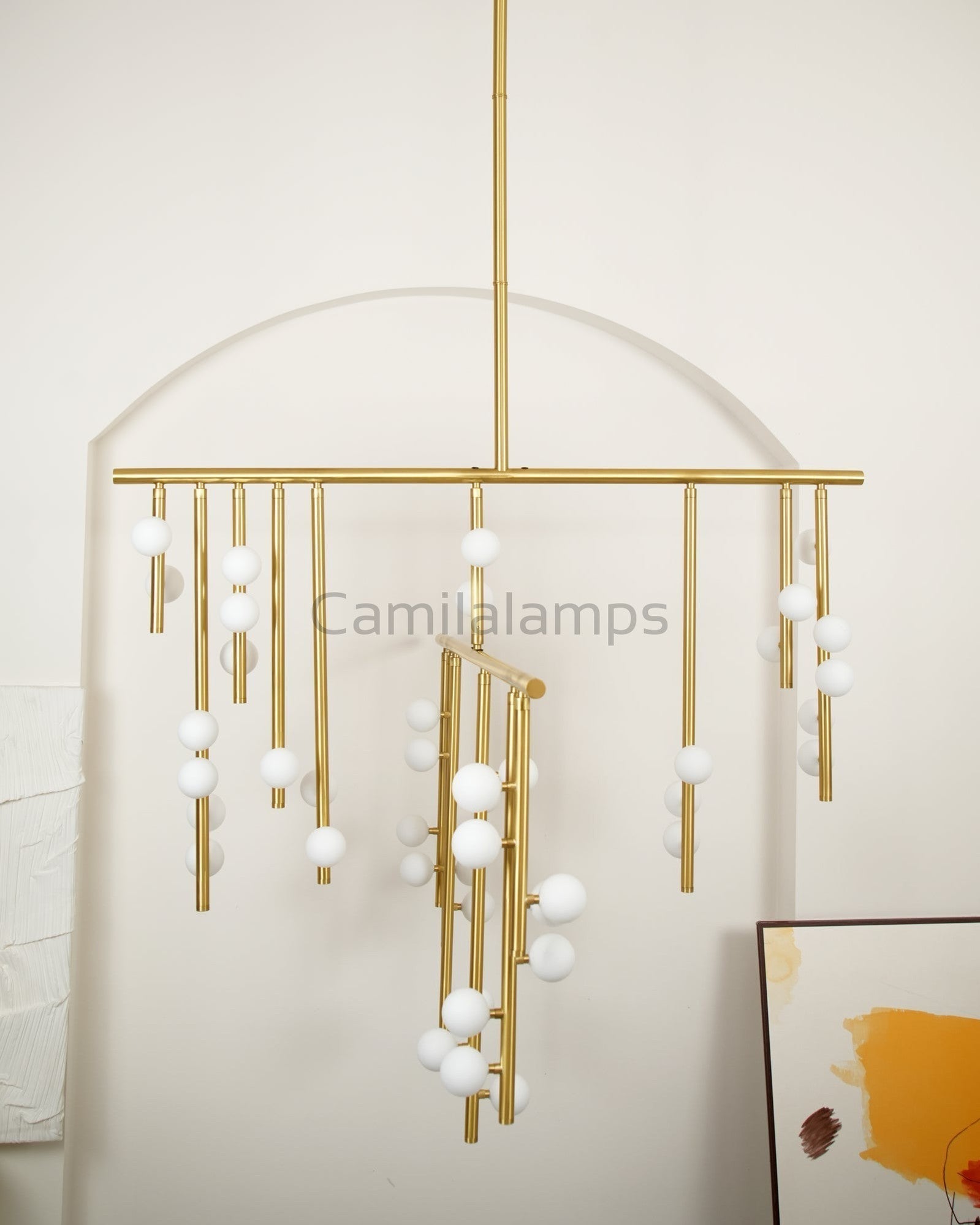 Brass Glass Drop Chandelier - Camilalamps - VKC5-1240410-11