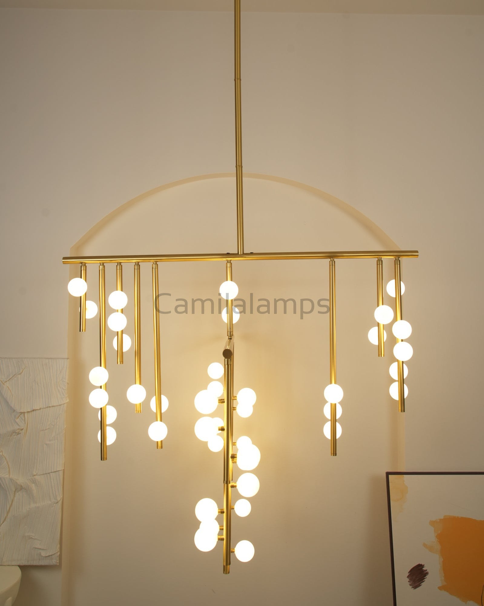 Brass Glass Drop Chandelier - Camilalamps - VKC5 - 240410 - 1