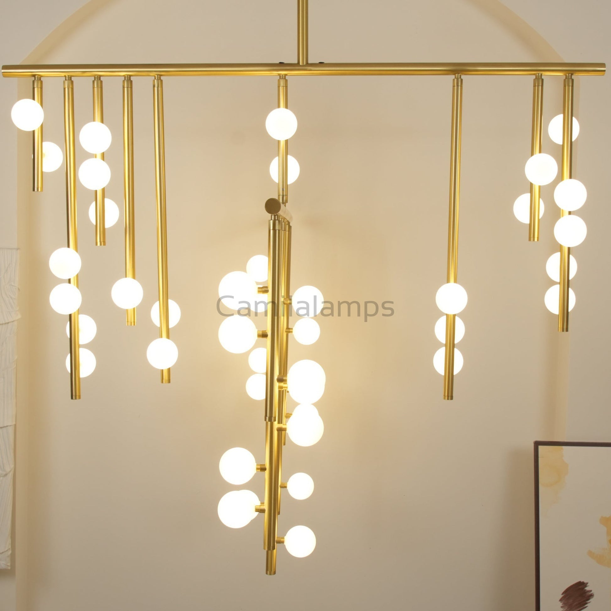 Brass Glass Drop Chandelier - Camilalamps - VKC5 - 240410 - 1