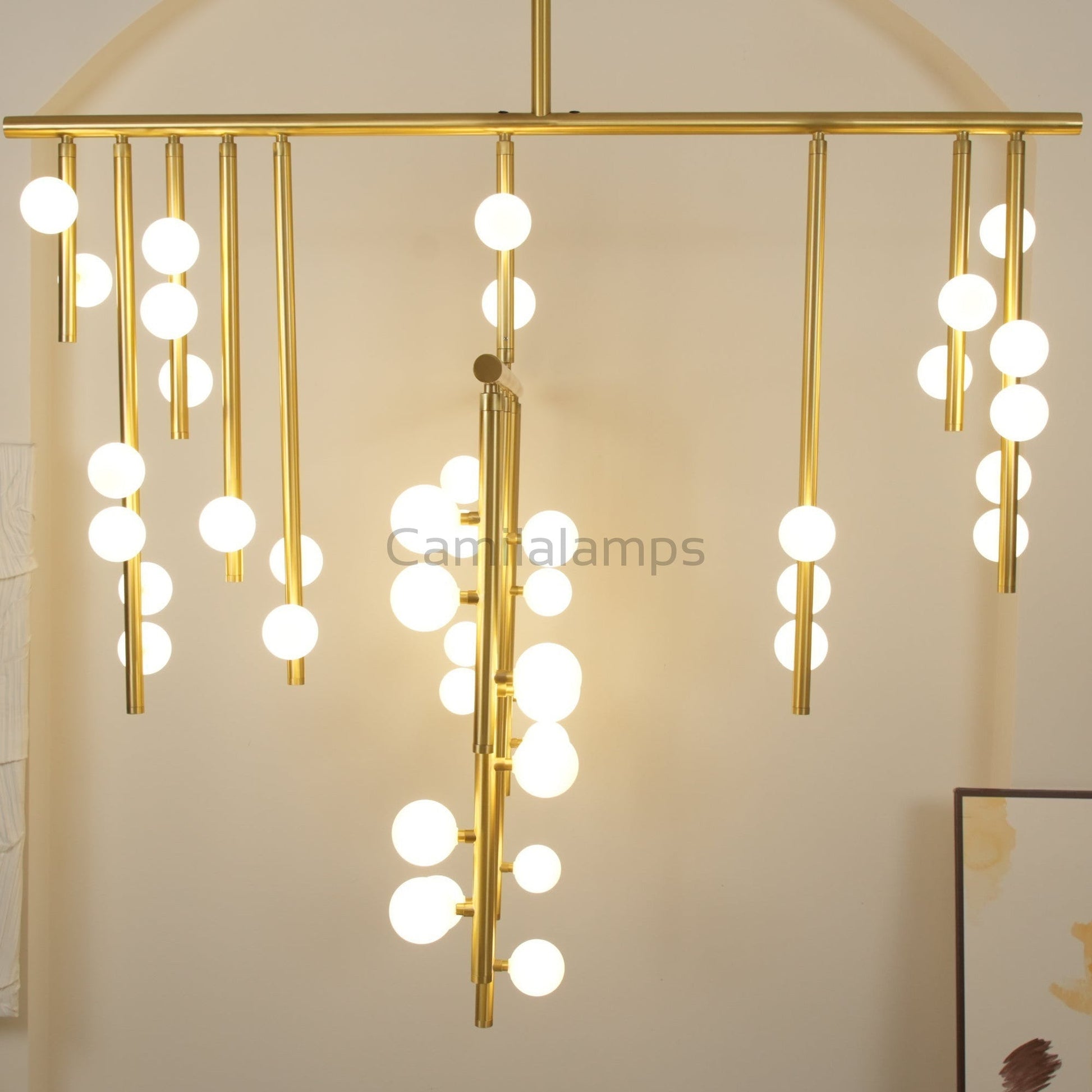 Brass Glass Drop Chandelier - Camilalamps - VKC5-1240410-11