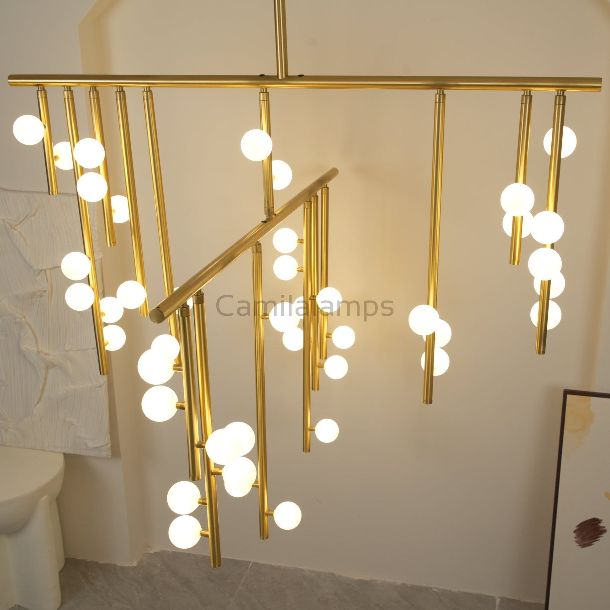 Brass Glass Drop Chandelier - Camilalamps - VKC5-1240410-11