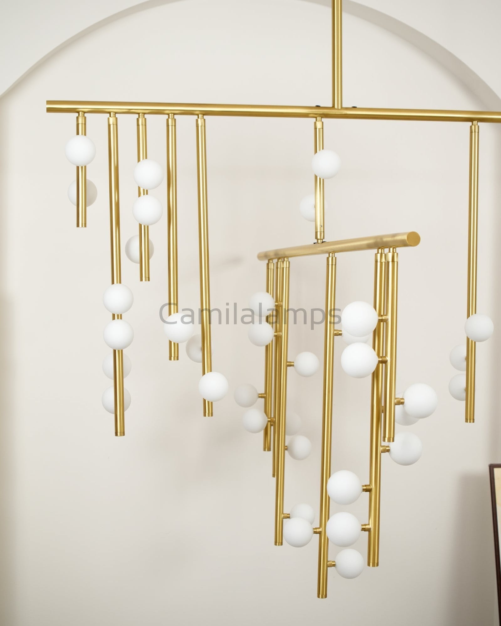 Brass Glass Drop Chandelier - Camilalamps - VKC5 - 240410 - 7