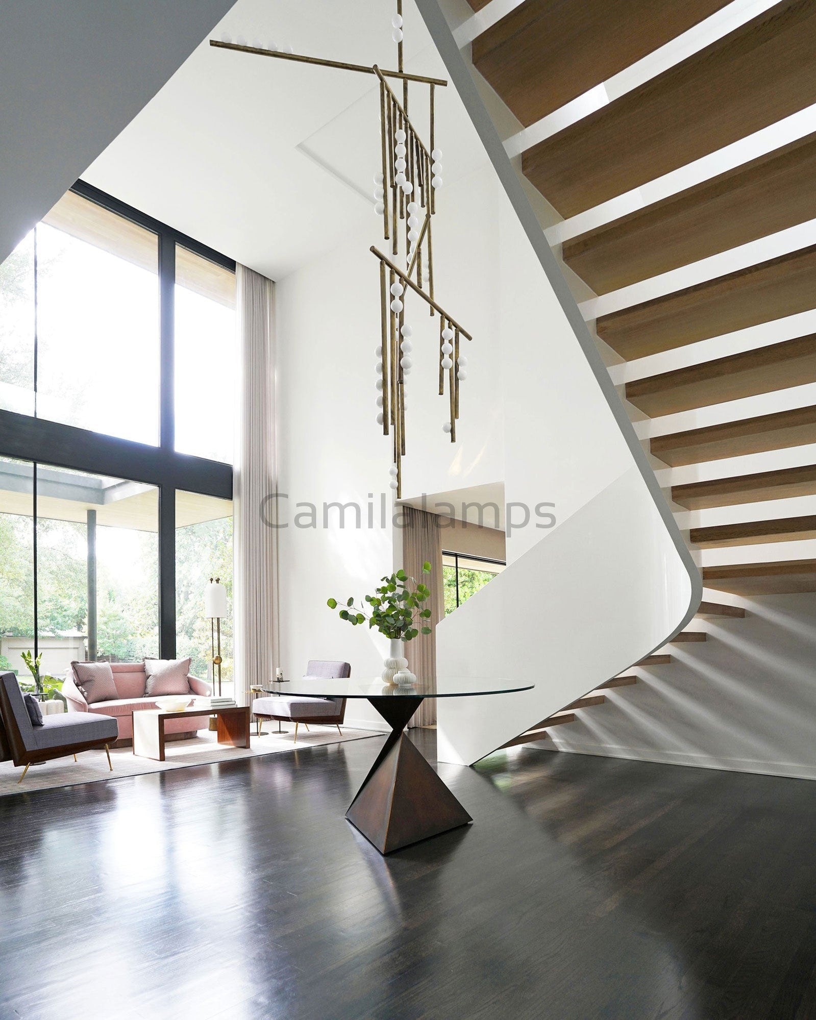 Brass Glass Drop Chandelier - Camilalamps - VKC5 - 240410 - 1