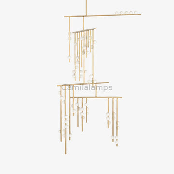 Brass Glass Drop Chandelier - Camilalamps - VKC5 - 240410 - 1
